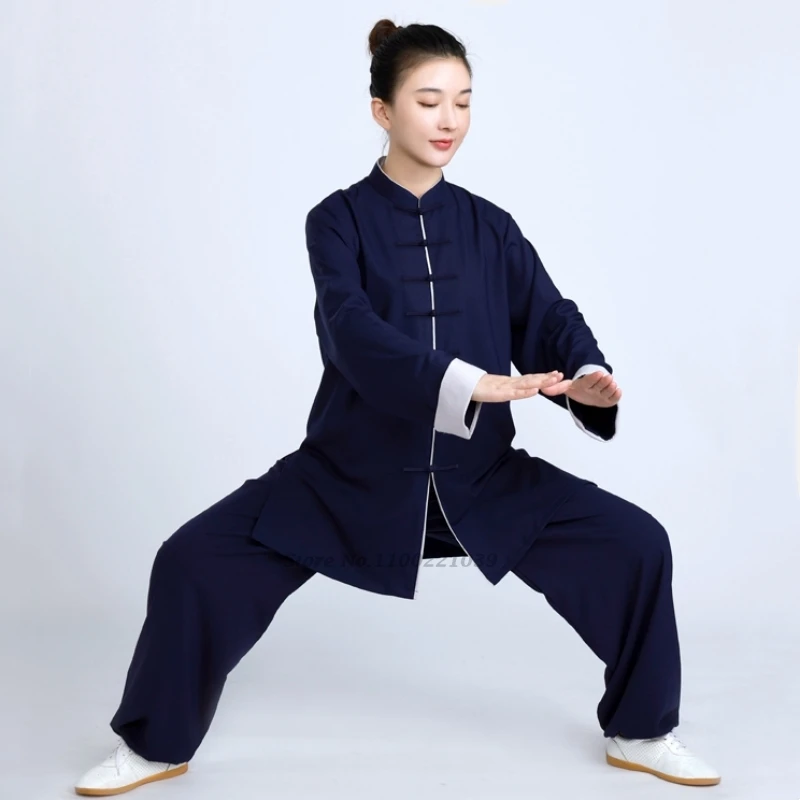 2026 chinese kung fu martial arts tai chi tops+pants set cotton linen taiji wushu wing chun training uniform stage performance view 5