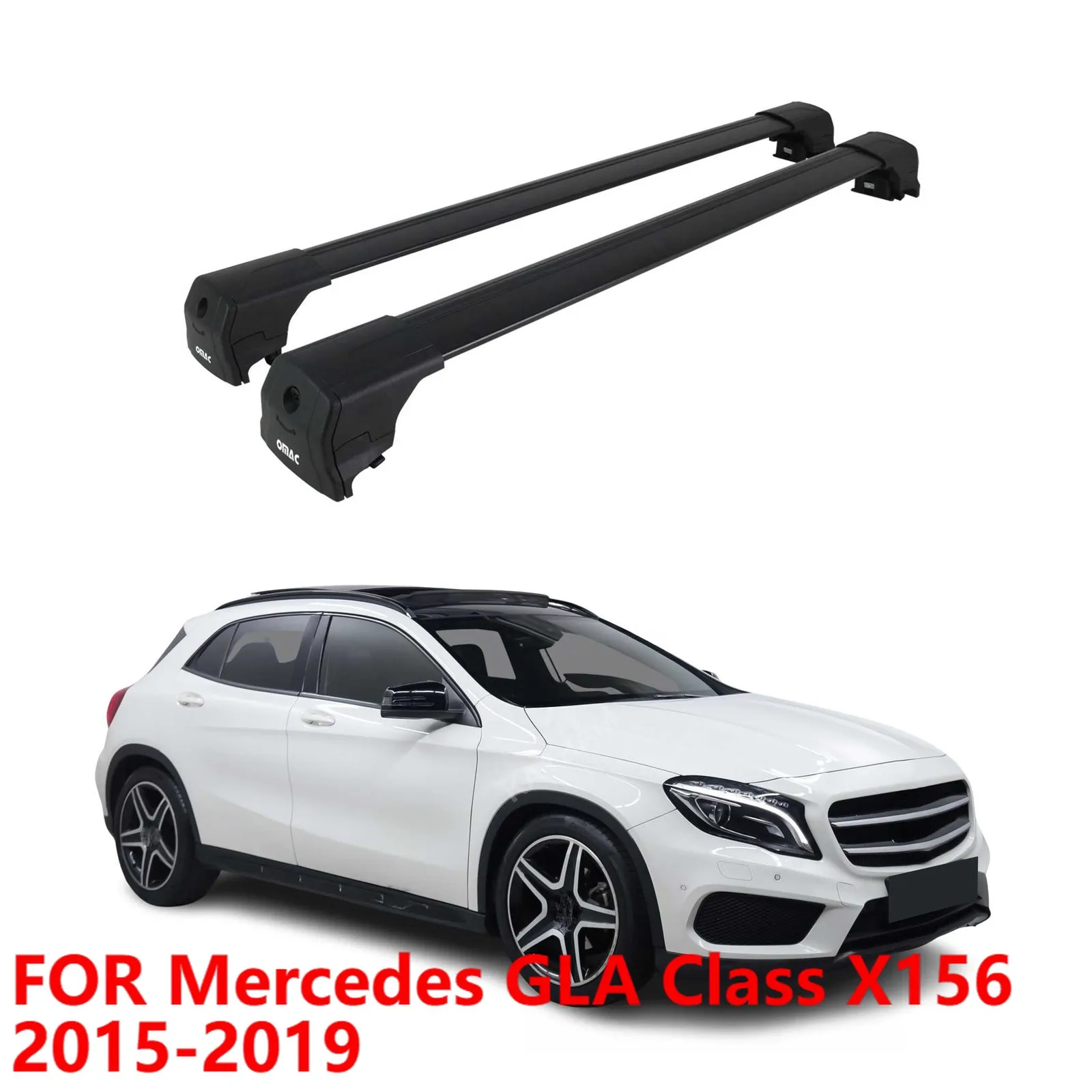 

Alu Roof Cross Bars for Mercedes GLA Class X156 2015-2019 Black Luggage Rack