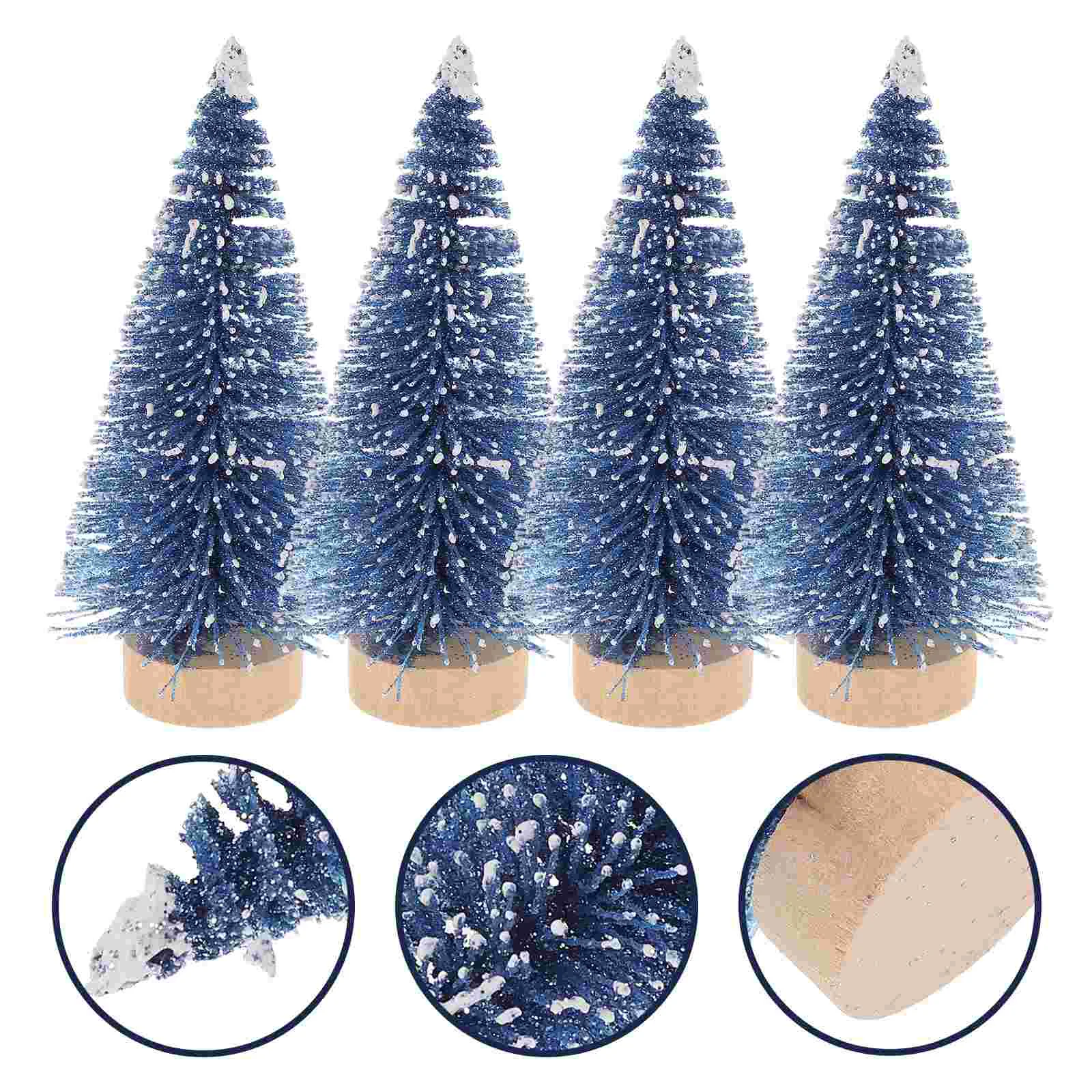 4 Pcs Mini Christmas Tree Decor Artificial Pine Needle Festive Mini Xmas Trees Realistic Scene nament Tabletop Decor