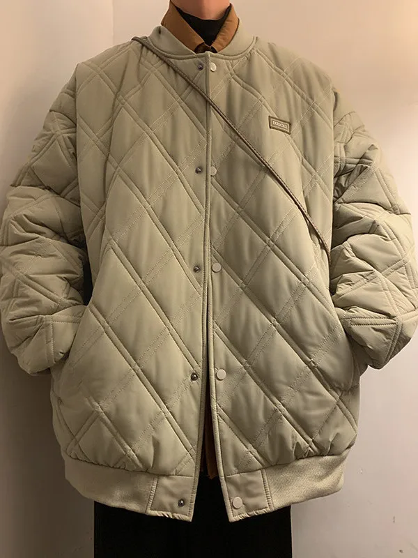 

Men's Pilot Cotton Jaet Winter Faion Hong Kong Sle Student Baseball Ins Fill Cotton Sti Ball Coat Warm Thiened Long...