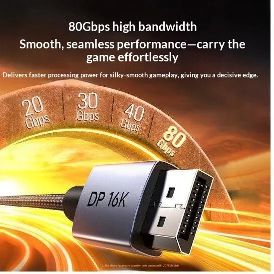 UGREEN 85447 DisplayPort Cable DP 2.1 Male to Male 1m 80Gbps 16K 60Hz 8K 240Hz Braided Video Cord for Gaming Monitor PC