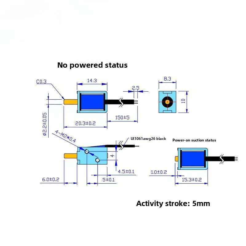 DC 3.7V/5V RYT-0415-3 Mini Electromagnetic Lock for Medical Equipment, Solenoid Valve, New Energy Shared Devices, Decorative Box