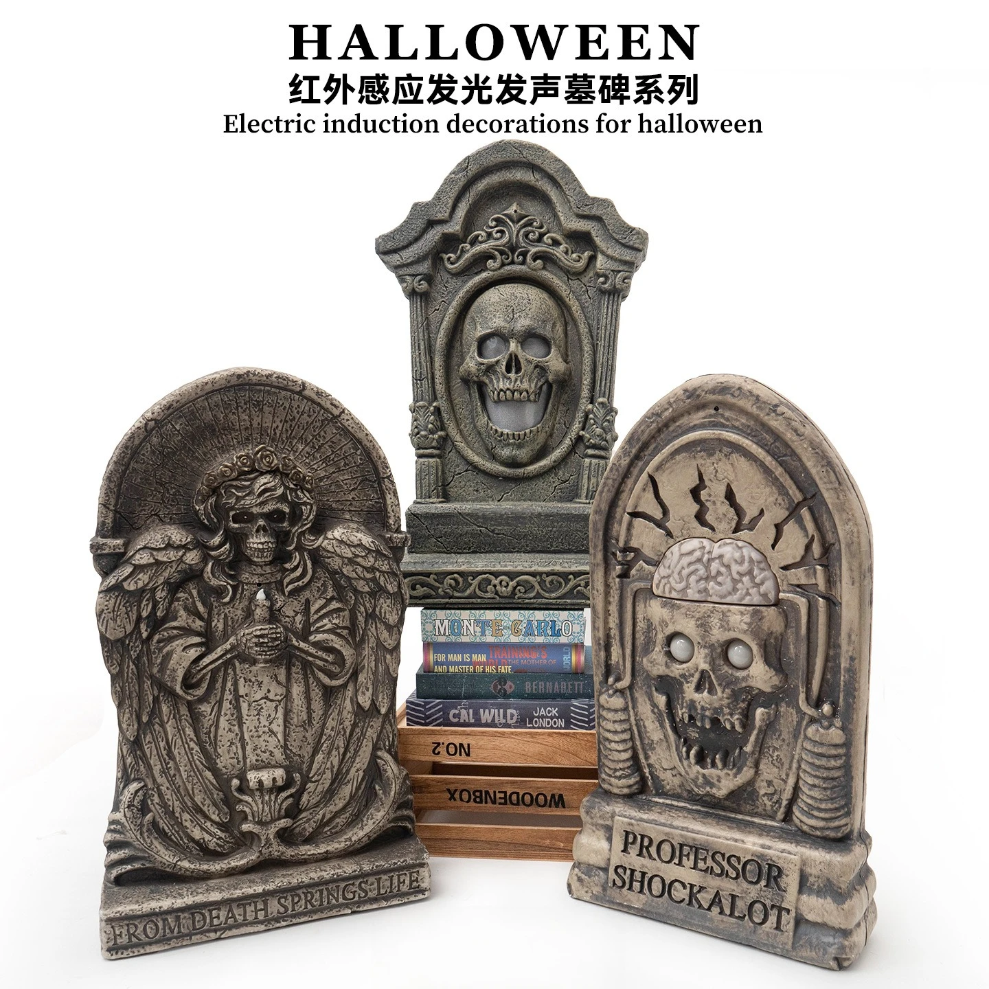 

Halloween Large Electric Infrared Sensing Tombstone Haunted House Amusement Park Horror Ornament Venue Decoration Props