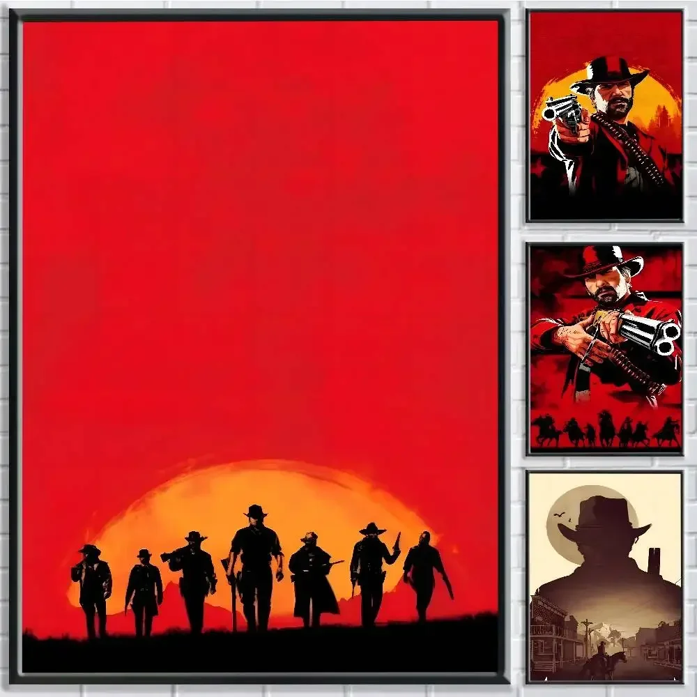 Game TV-Red-Dead-Redemption 2 Posters Wall Stickers Poster Self-adhesive Art Waterproof Paper Sticker House Bar Room Wall Decor