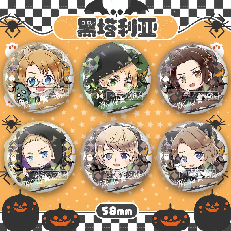 محور القوى hetalia ، APH وانغ ياو آرثر كيركلاند الملابس BagLapel تذكارية لينة زر قبعة الزخرفية 58 مللي متر شارة جمع هدية