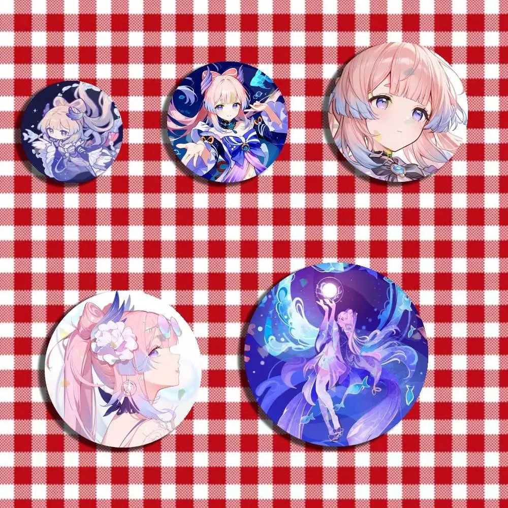 

Sangonomiya Kokomi Laser Badge Creative Pins Brooch for Decor Gifts Fans Collect Easter decorations