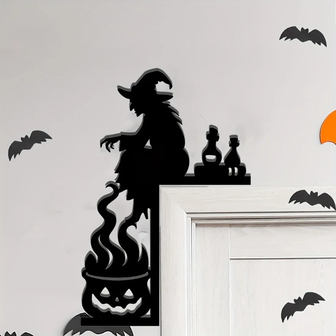 Halloween Hexe Wandskulptur aus Metall |   Vintage-Kessel-Design aus Gusseisen, Halloween- und Weihnachtsgeschenk, gotische Tür- und Fensterdekoration