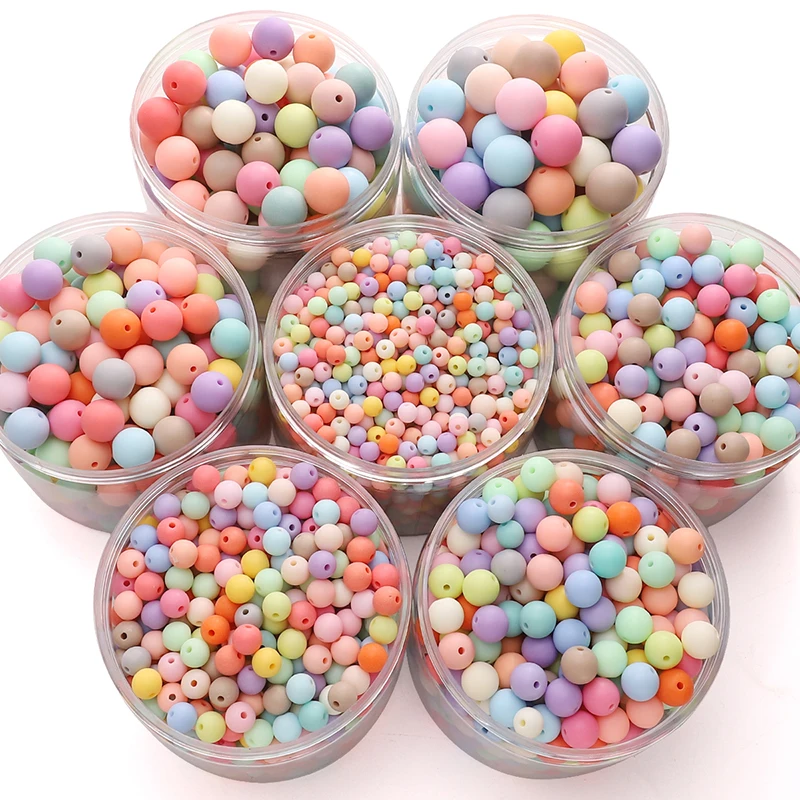 23-500pcs 6/8/10/12/14/16mm Mixed Color Frosted Matte Beads Acrylic Round Loose Spacer Beads For Needlework Crafts Diy Materials