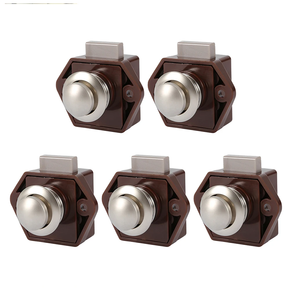 20mm Push Lock Campers Accessories 5pcs Set Furniture Hardware Button Locks RV Caravan Boat Drawer Latch Security Cerraduras