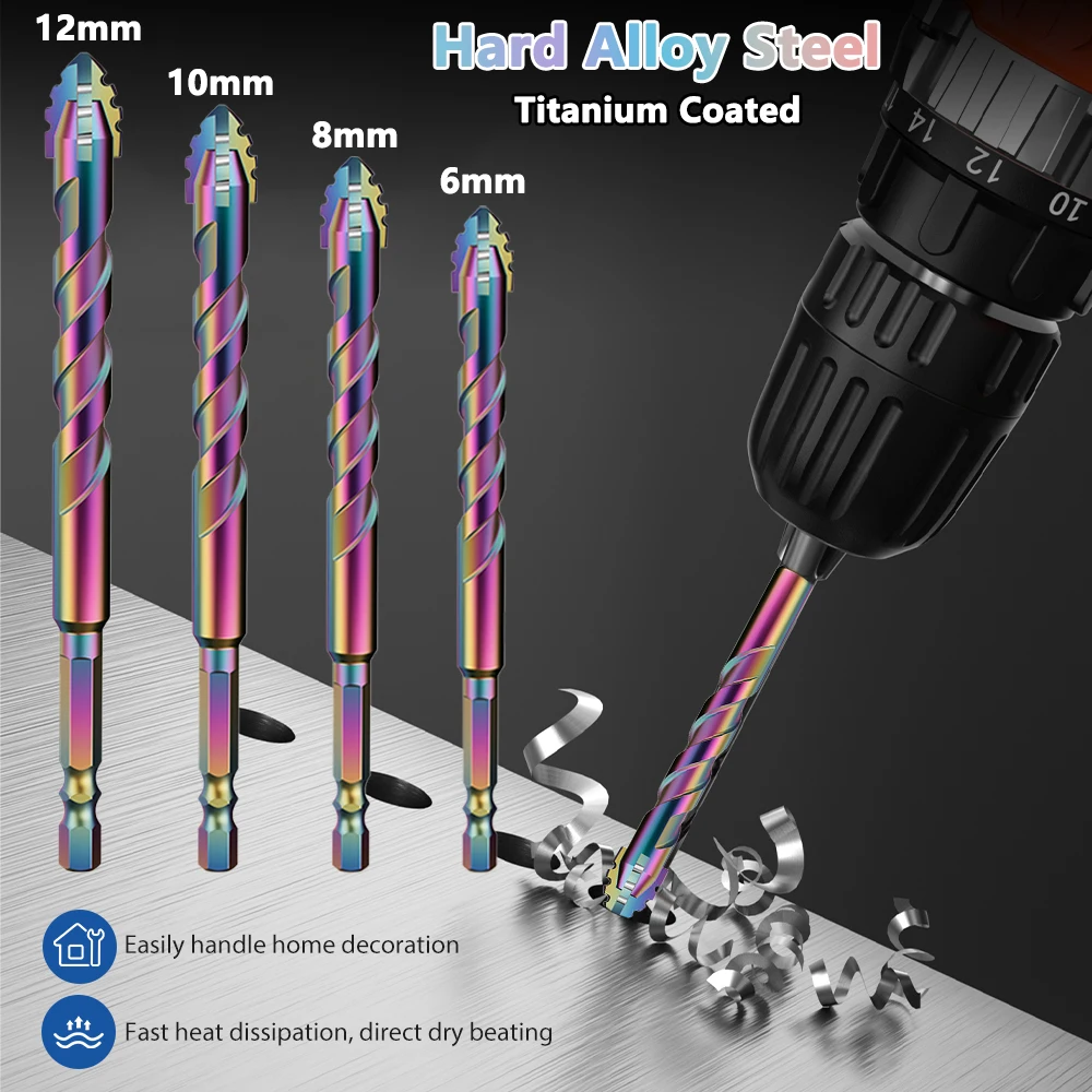 

6/8/10/12 мм зубчатое эксцентриковое сверло из легированной стали 93HRC, высокопрочное 4-флейтное пилообразное шестигранное сверло для сверления керамической плитки