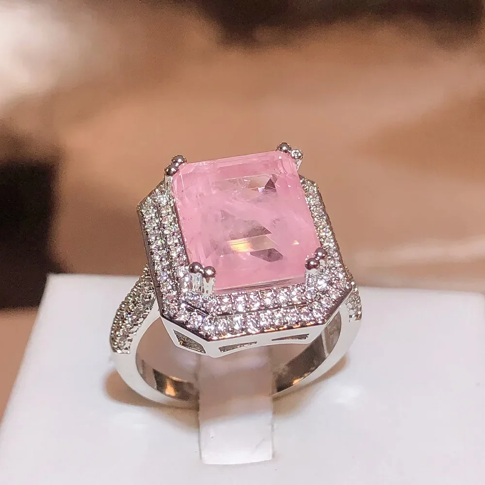 High Quality Pink/blue/Green Zircon Paraiba Ring for Women Party Jewelry Engagement Ring Anniversary Gift 925 Silver Jewelry