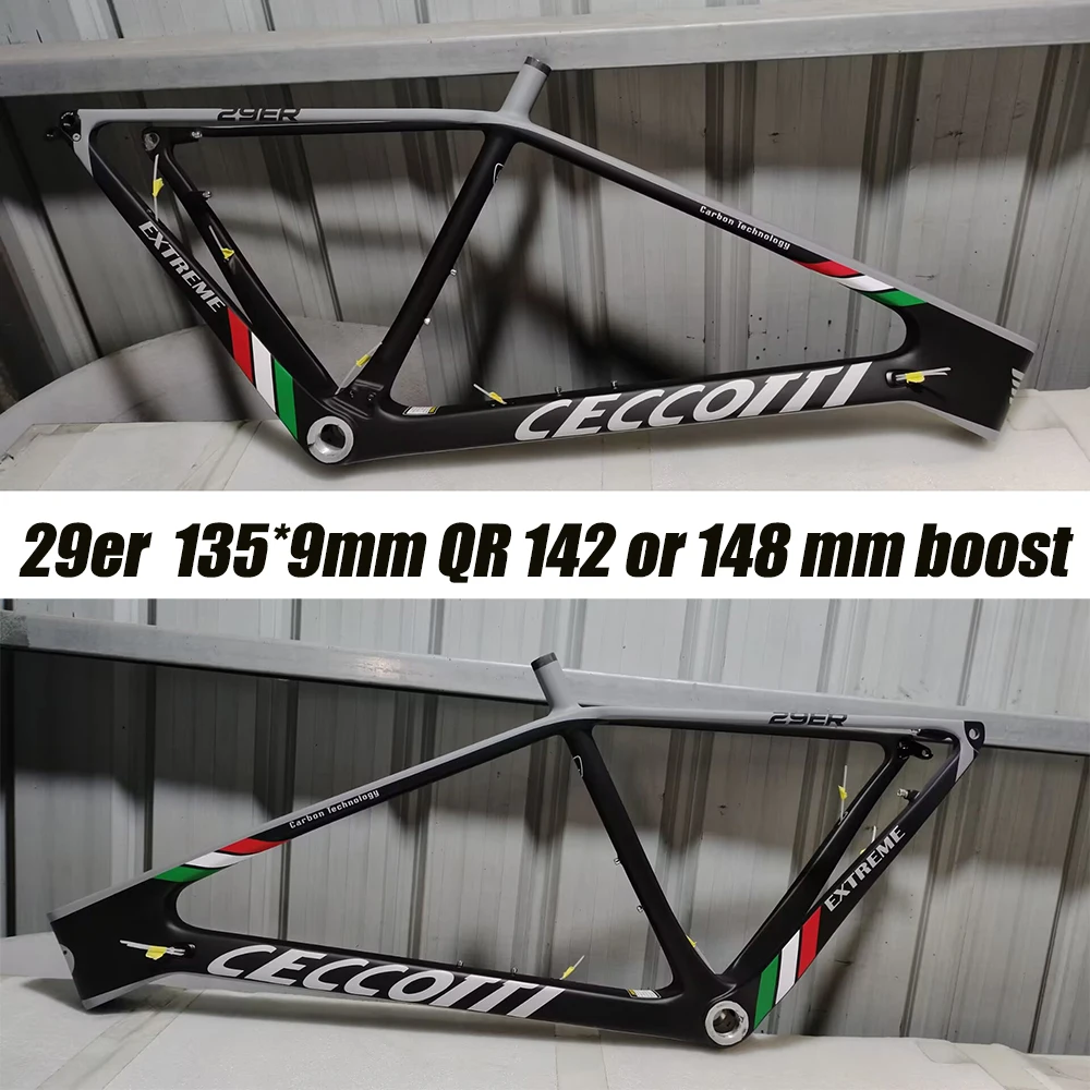 CECCOTTI-Carbon Mountain Bike Frame, Disc Brake, T1000, 29er MTB 148*12 or 135*9mm Bicycle Frameset