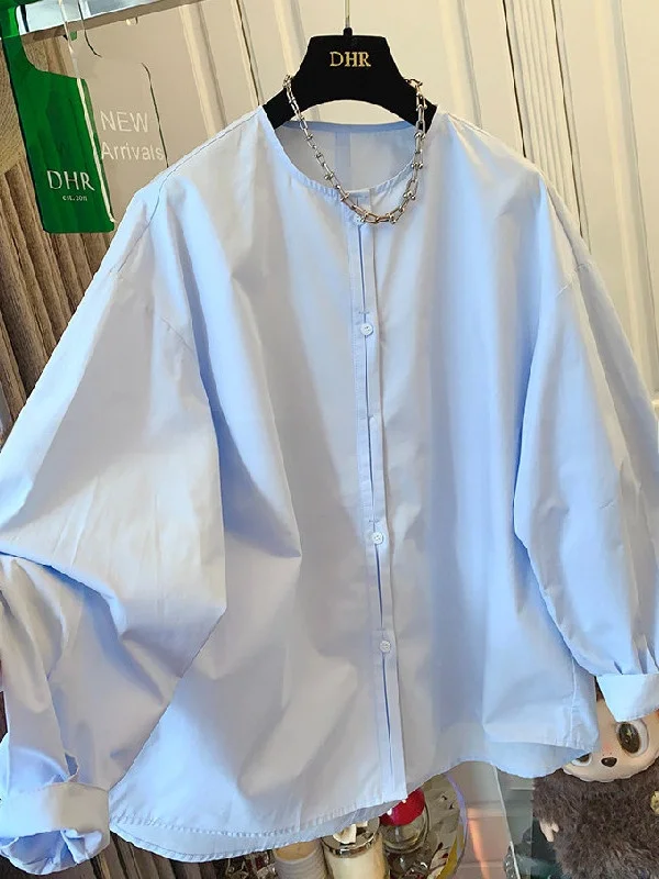 

plus Size Women's Long Sleeve Shirt Casual Thin Spring Summer Sun Protection Pure Color Simple Style Large Version Sunscreen ...