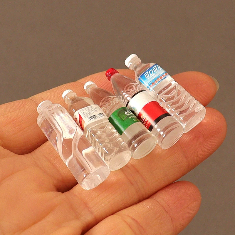 5Pcs/set 1:12 Dollhouse Miniature Mineral Water Bottle Drinks Model Living Scene Decor Toy Doll House Accessories