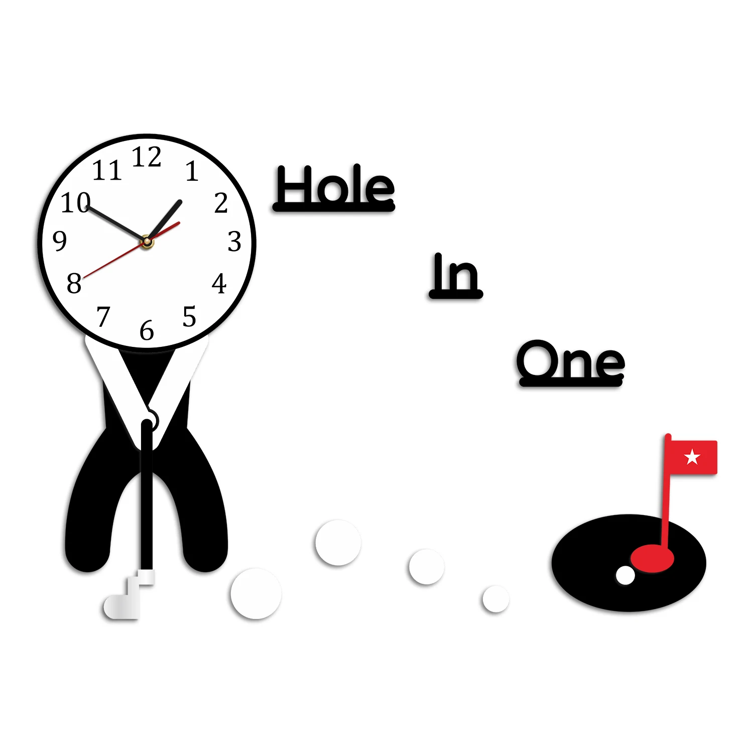 Hole In One Golf Wall Clock Silent Quartz Movement Watch For Living Room Golfer Artwork Novelty Wall Clock Gifts for Golf Fan