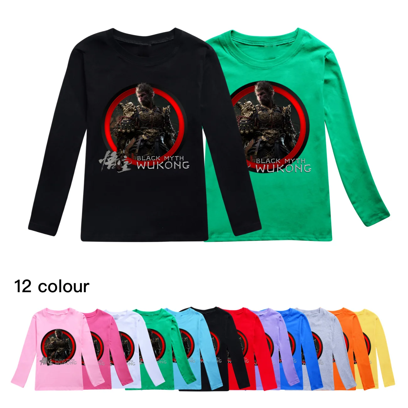 New Spring Black Myth Wukong Game Kids long Sleeve T-shirt Boys Girls Clothes Cotton T-shirt Fashion Children's Clothing