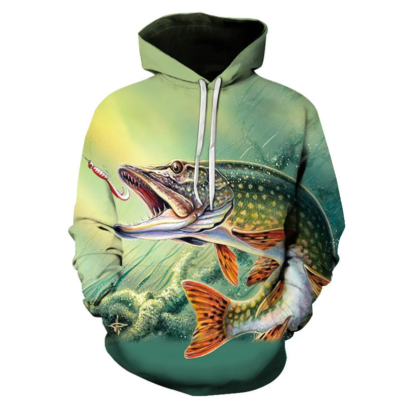 Fashion Fishing 3D Print Hoodie Men Women Streetwear Hip Hop Hoodies Oversized Pullover Hooded Sweatshirts Kids Tops Clothing