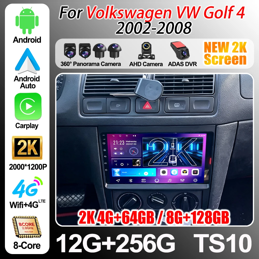Android 16 For Volkswagen Vw Golf 4 Iv Lhd 2002-2008 Jetta Mk4 Classics 5g Wifi Video Stereo Car Radio Carplay Multimedia Player