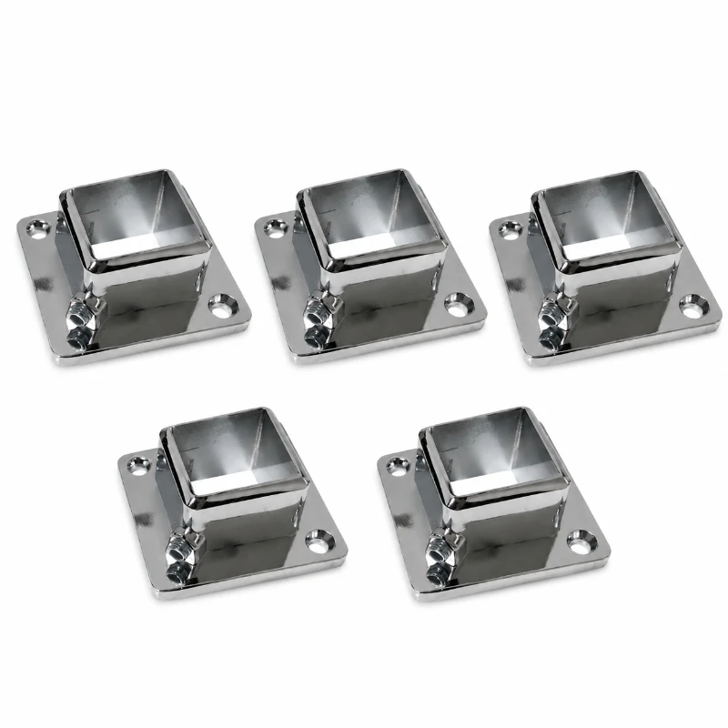 5Pcs Aluminum Alloy 25×25mm Square Flange Base, Fittings for Clothes Rack and Display Rack
