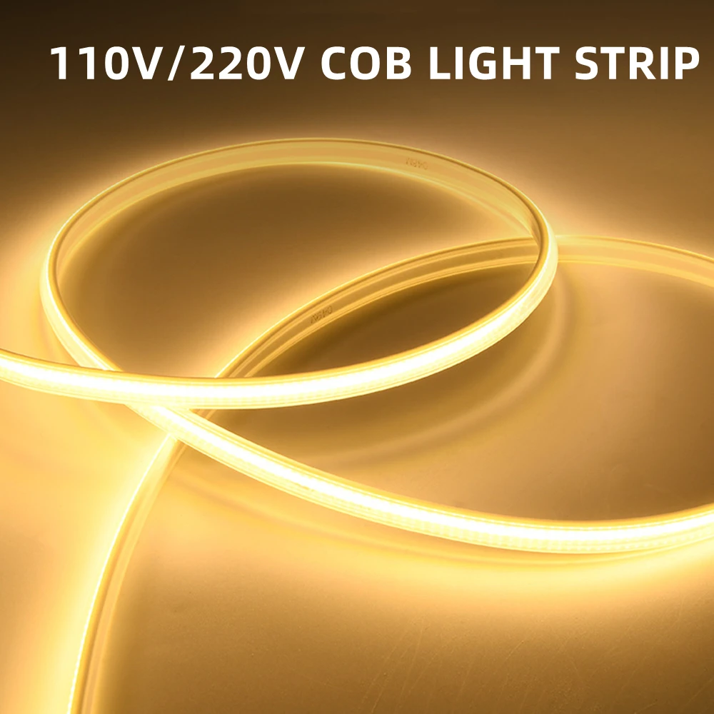 1M-10M High Bright COB LED Strip Light 288leds/M 220V 110V CRI RA90 Outdoor Garden FOB LED Tape per l\'illuminazione della cucina della camera da