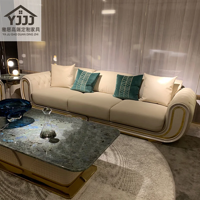 Custom zipper new sofa Hong Kong style light luxury minimalist villa Italian living room complete set of high-end furniture