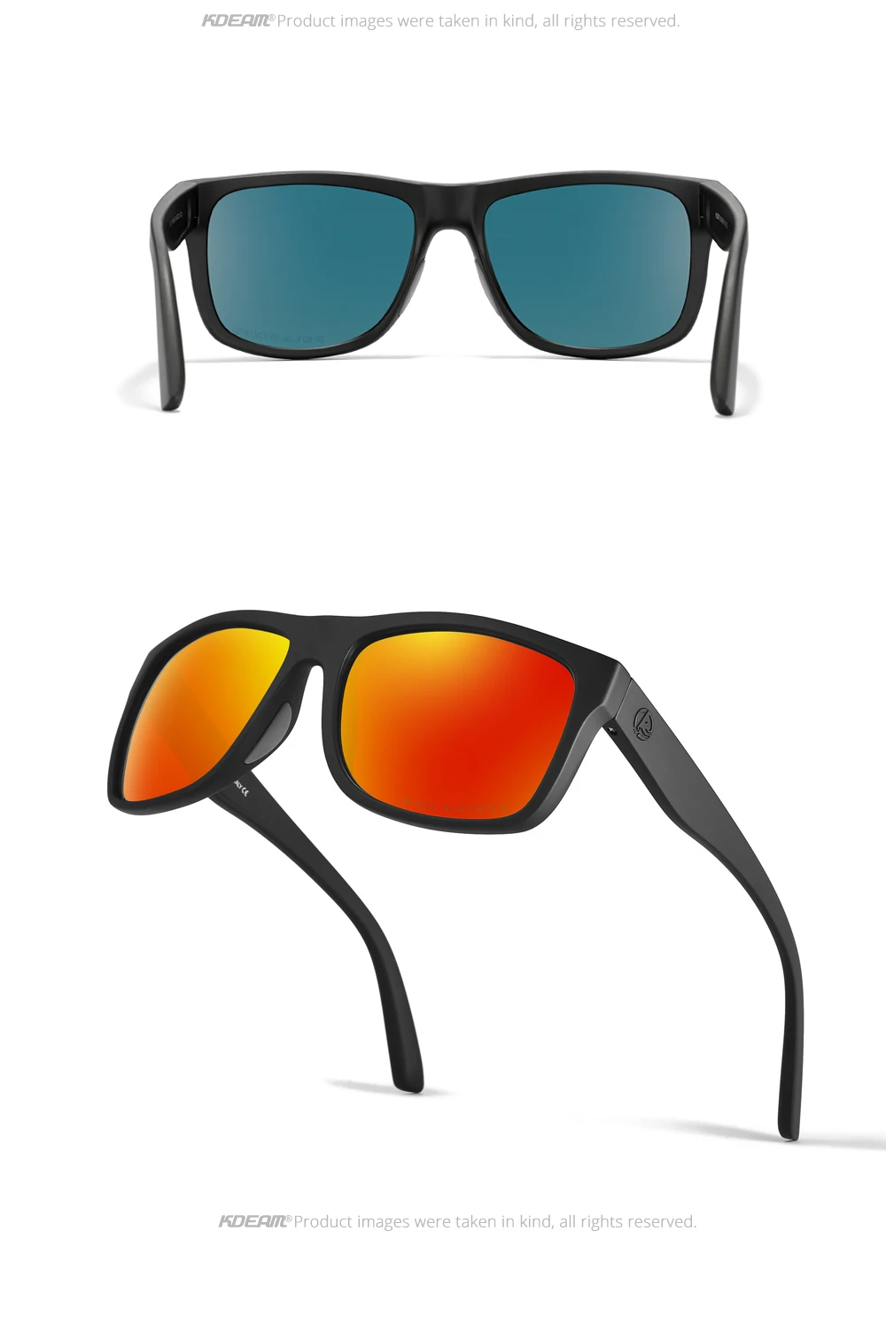 Kdeam polarisierte Sonnenbrille Männer Sport drei dimensionale Marke Logo tr90 quadratische Sonnenbrille ganz schwarz mit Reiß verschluss Fall kd0721 – Detail 14