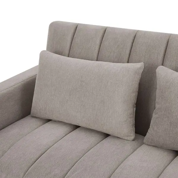 

55.9' Convertible Sofa Bed with USB Ports, Pockets, Cup Holders, 360° Swivel Phone Holder, Light Grey