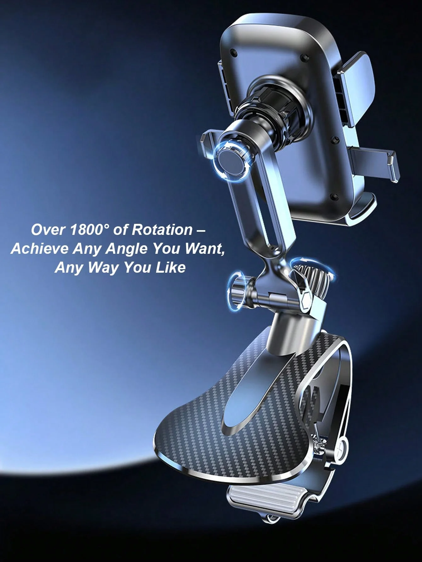 Supporto universale per telefono da auto – 360 °   Supporto a gravità rotante con clip regolabile, blocco automatico, funzionamento con una sola mano, visualizzazione non bloccabile,