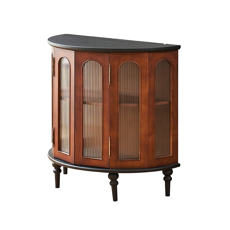 

solid wood dining side cabinet, living room sofa side wall entrance cabinet, small apartment retro storage display side cabinet