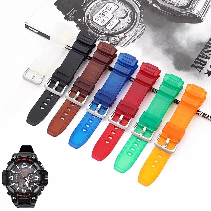 

high quality Silicone strap Watch accessories For Casio MCW 100H 110H W-S220 rubber strap black waterproof resin strap 16mm