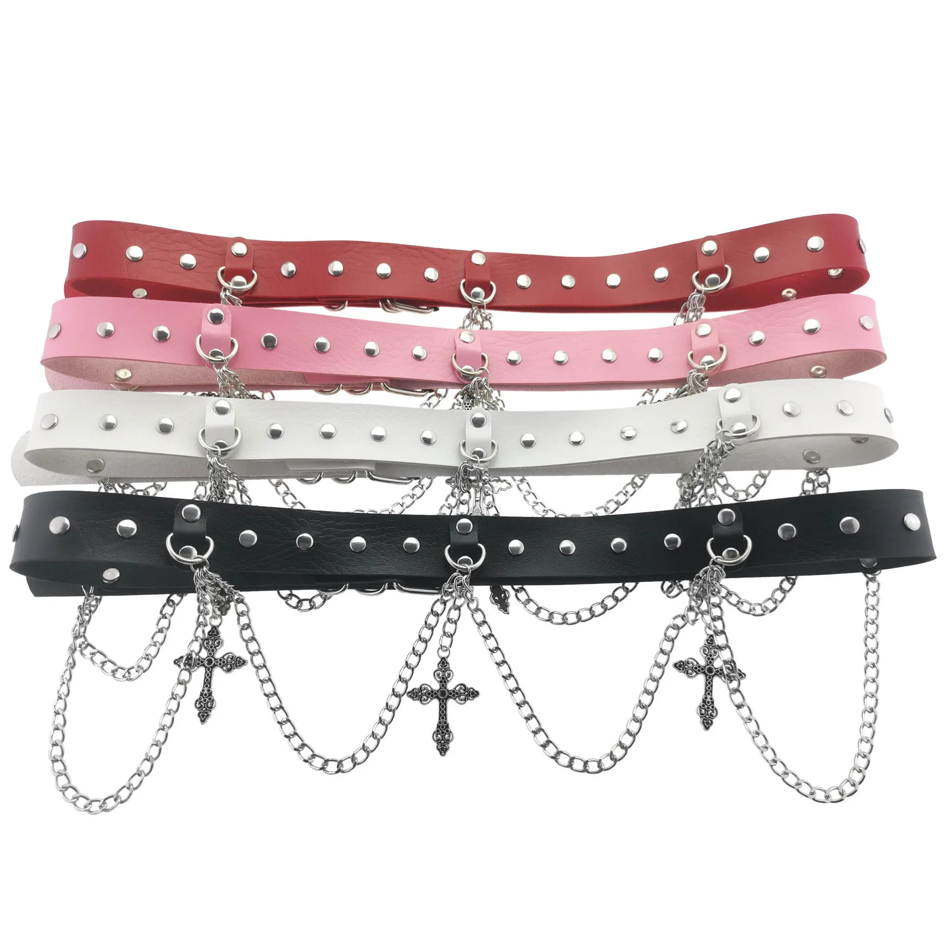 Dark Individuality Punk Retro Gothic Sex appeal Rock and roll Different Cross Chain Tassel Corset Belt chain Belt accessory