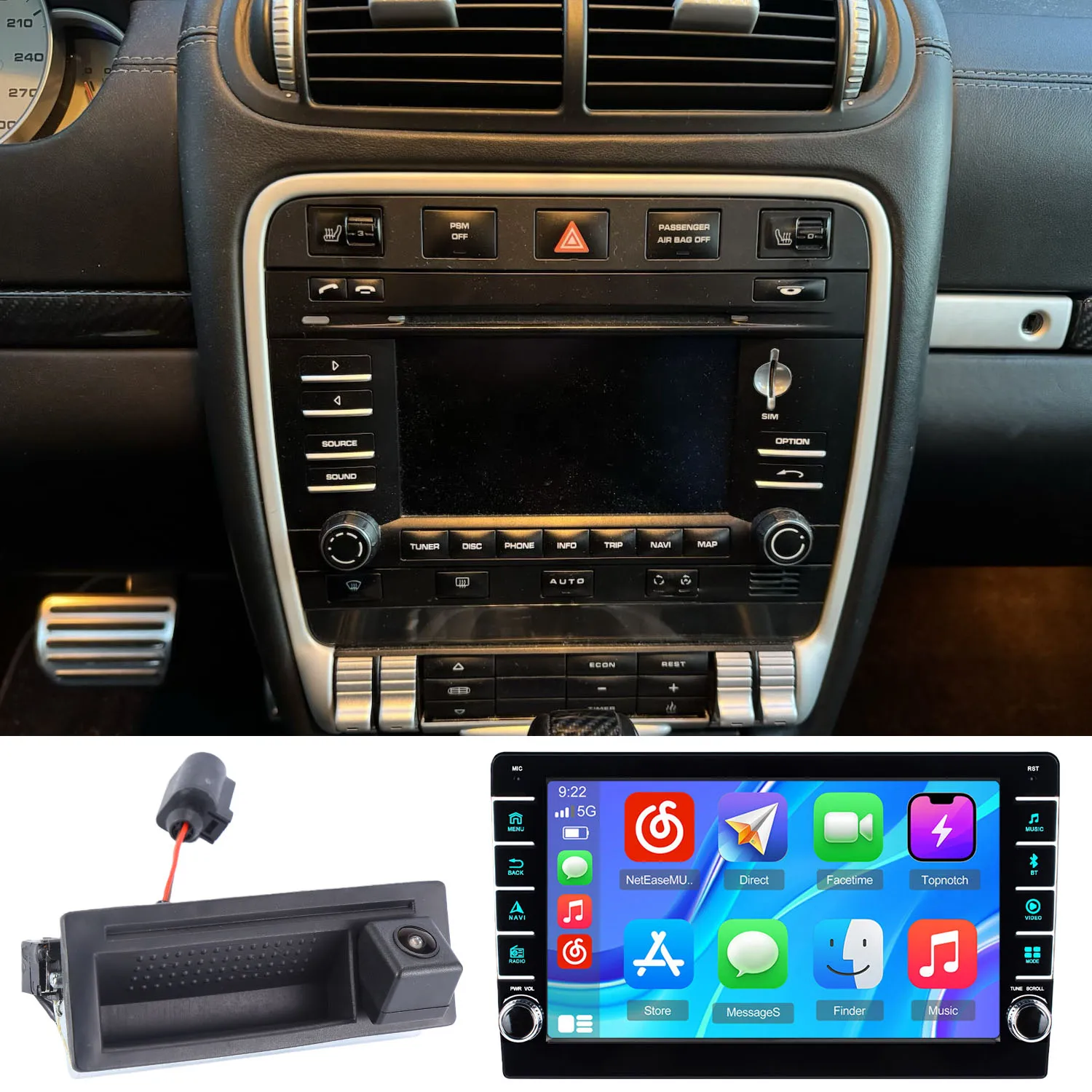 Android Auto Car radio Carpaly GPS Navigation AHD reverse camera For Porsche Cayenne 9PA  997 911 957 955 Carrera S 4S GTS Targa