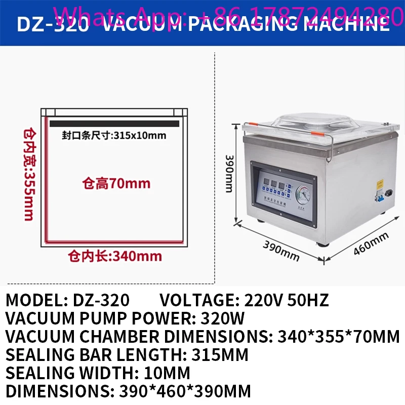 Vacuum Sealer Single-Chamber Vacuum Machine with Internal Suction Plastic Sealing Machine Vacuum Sealing for Dry and Wet Applica