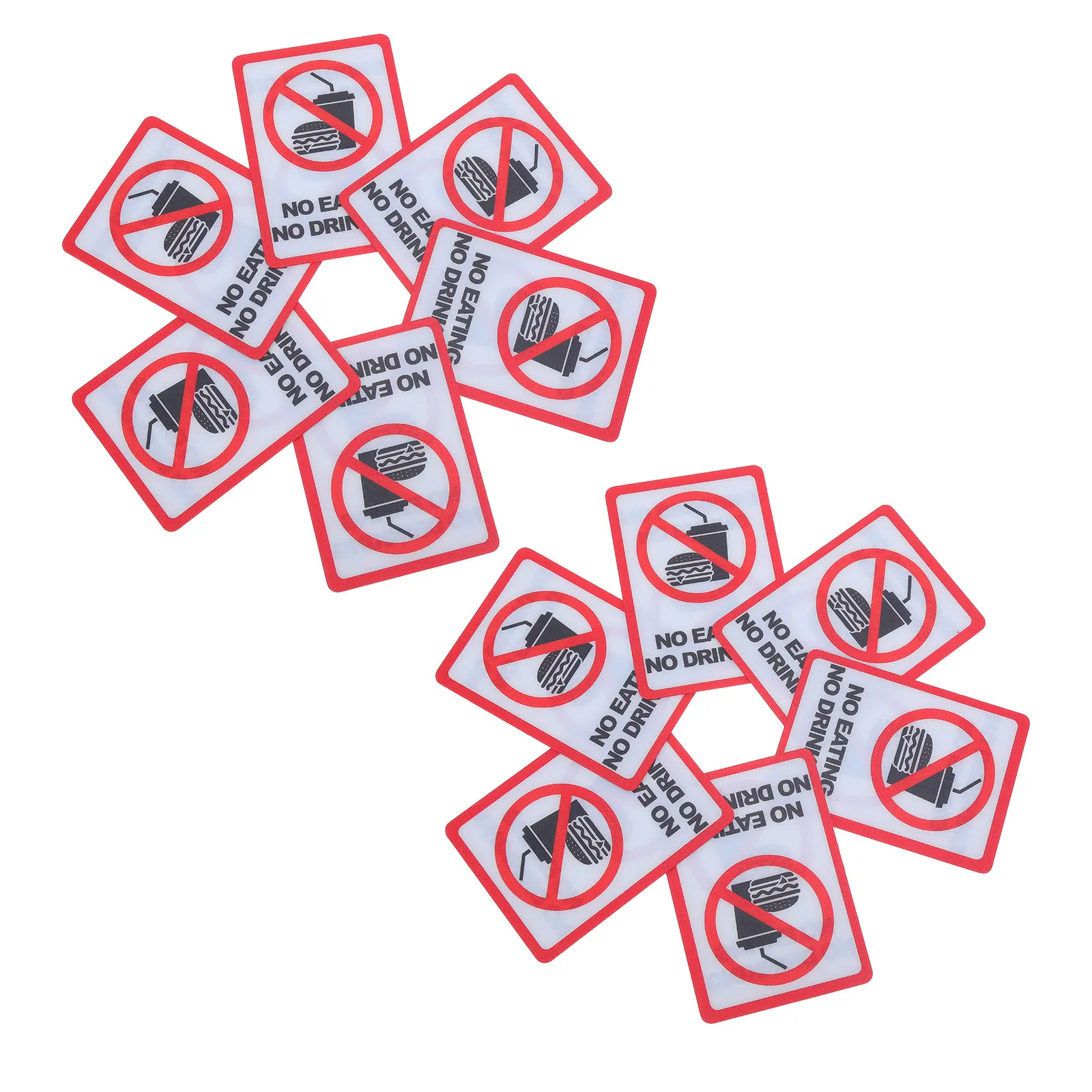 

12Pcs No Eating Drinking Sticker Clear Warning Vinyl Decals Self Adhesive Removable for Office Factory Workshop Use Safety Sign