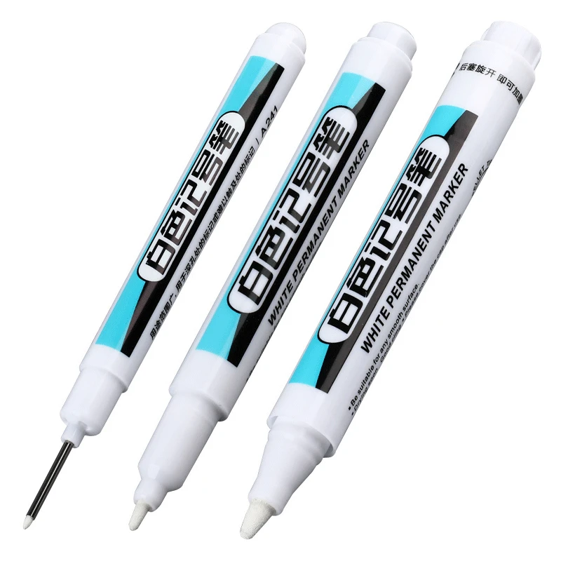 1//2/3Pcs/Set For Metal Long Head Marker Pens Oily Waterproof Plastic Large Capacity White Marker Pen Stationery 0.7/1.0/2.5mm