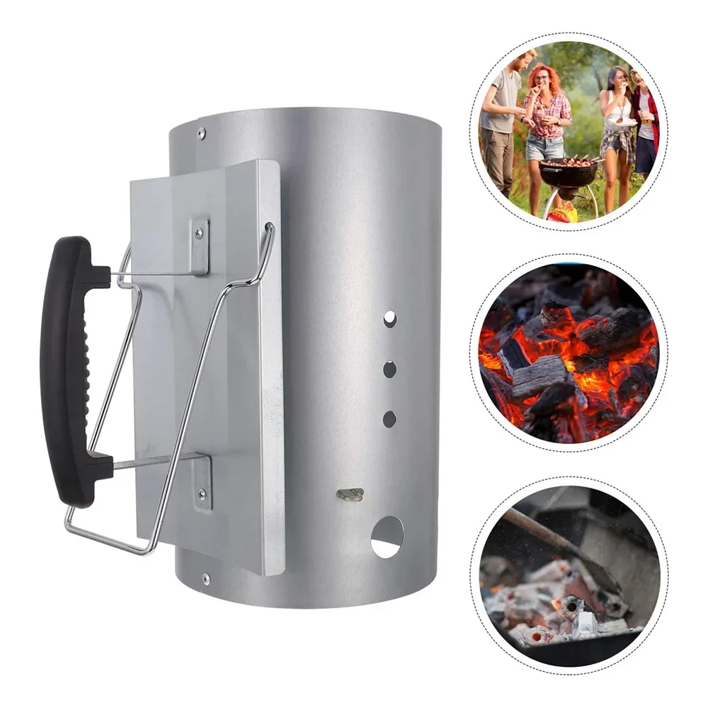 430 Stainless Steel Charcoal Grill Chimney Starter BBQ Chimney Starter Charcoal Fire Starter for BBQ Camping Cooking Tools