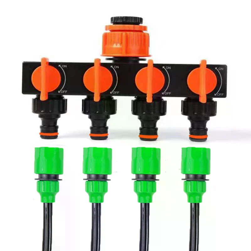 1PCS Diverter 4-way Faucet Water Distributor With Switch Four-way Valve For Water Pipe Hose Pipe Tap Connectors