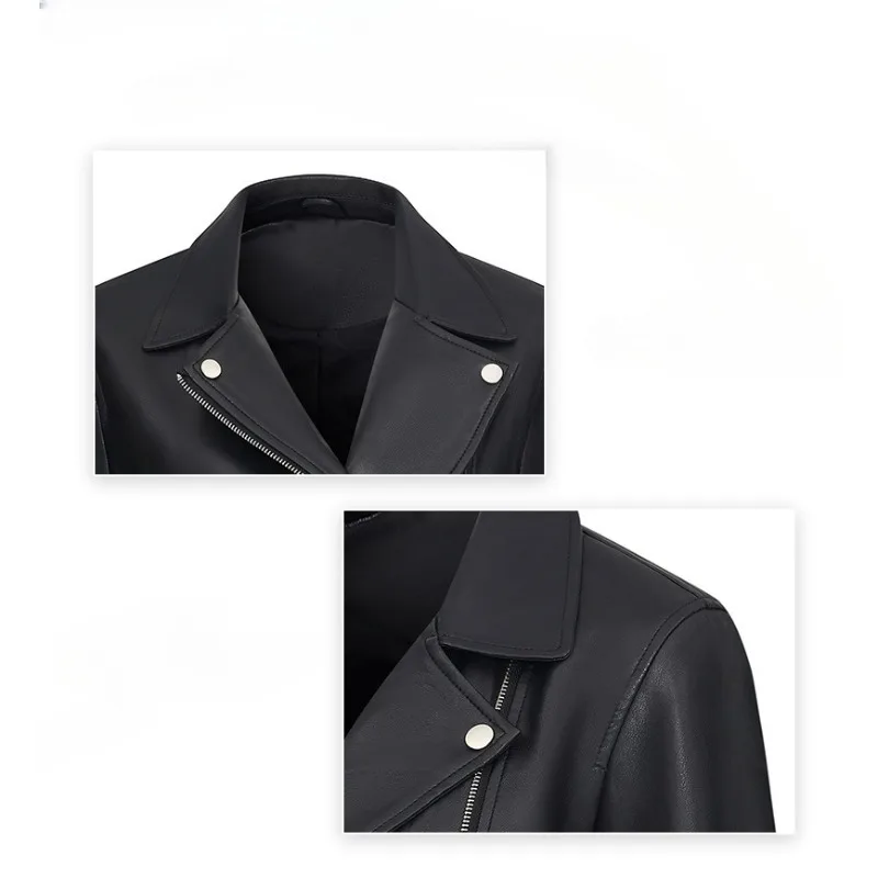 Nuove giacche in pelle da donna autunnali su misura transfrontaliere, cappotti in pelle con risvolto corto, tute da motociclista e giacche in pelle