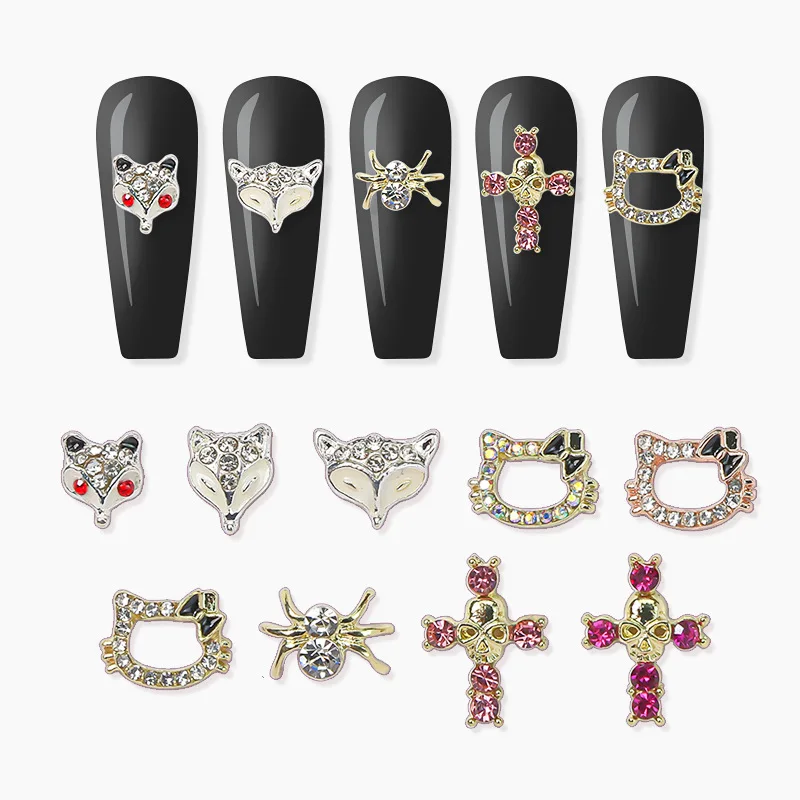 10 adet altın parlak bakire Mary Nail Art Charms Glitter zirkon kristaller Metal alaşım çivi takı manikür aksesuarları dekorasyon