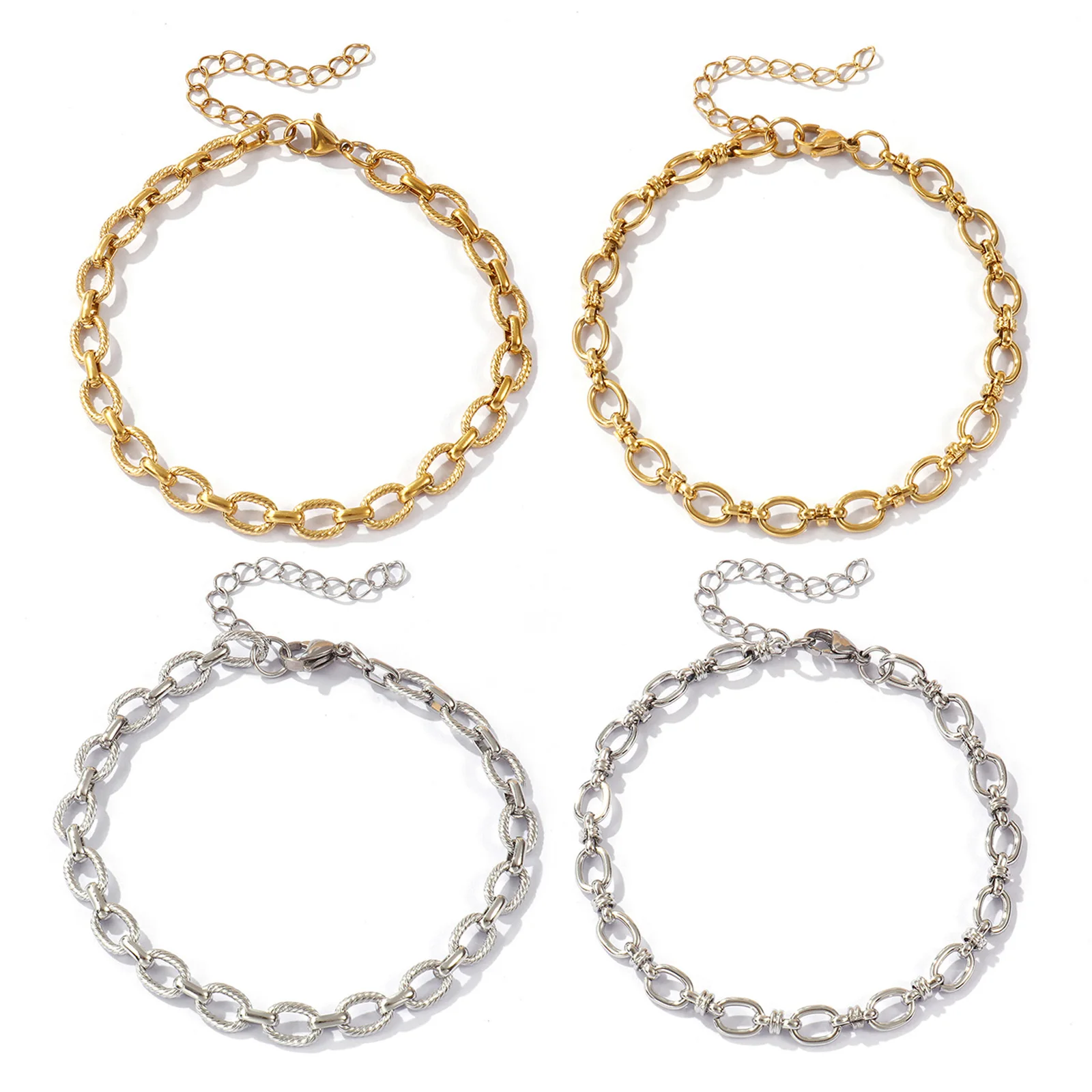 

1 Piece Stylish 304 Stainless Steel Link Cable Chain Anklet Beach Foot Leg Chain Unisex Daily Simplicity Gift 22cm(8.7") long