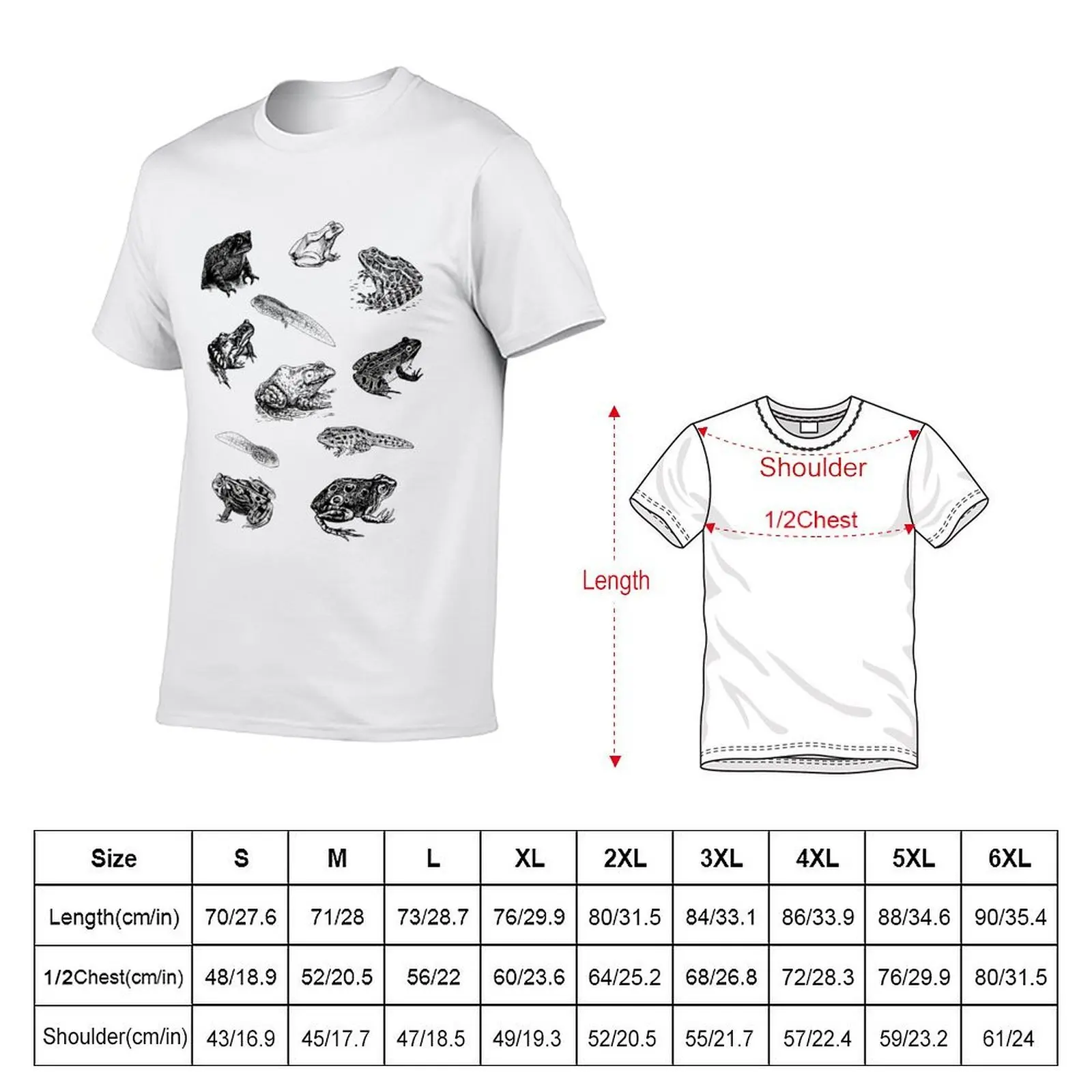 Retro Frog Toad and Tadpole Collage T-Shirt t shirts for man slim fit man t shirt cotton high quality T-Shirt