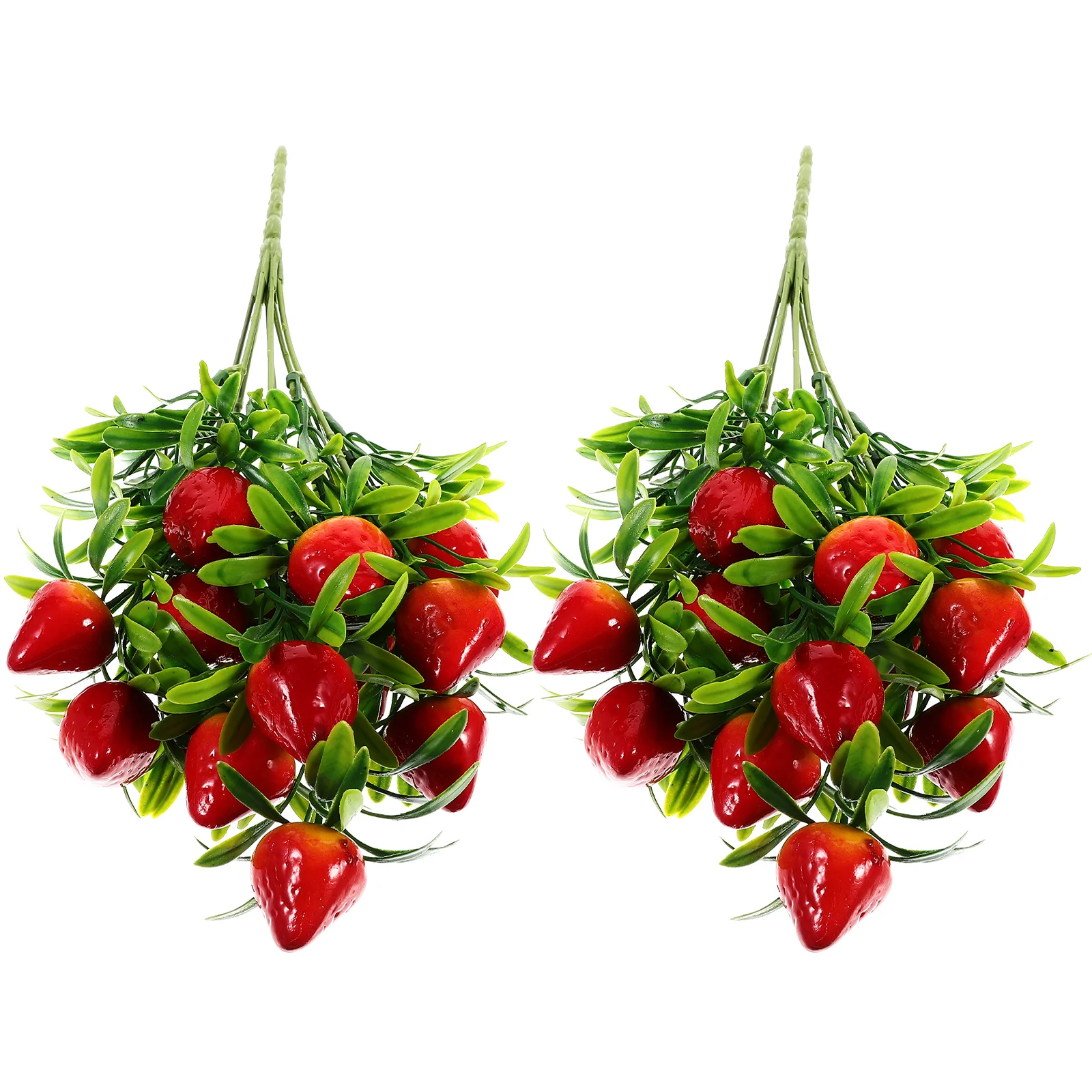 

2 Pcs Table Garland Simulated Strawberry Fake Branches Artificial Adorn Party Props Red Bride