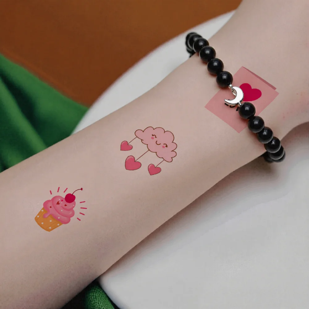 54 Buah Tato Sementara Ilustrasi Valentine Kartun Simbol Cinta Stiker Tubuh Tahan Air Tahan Lama untuk Pria Dewasa