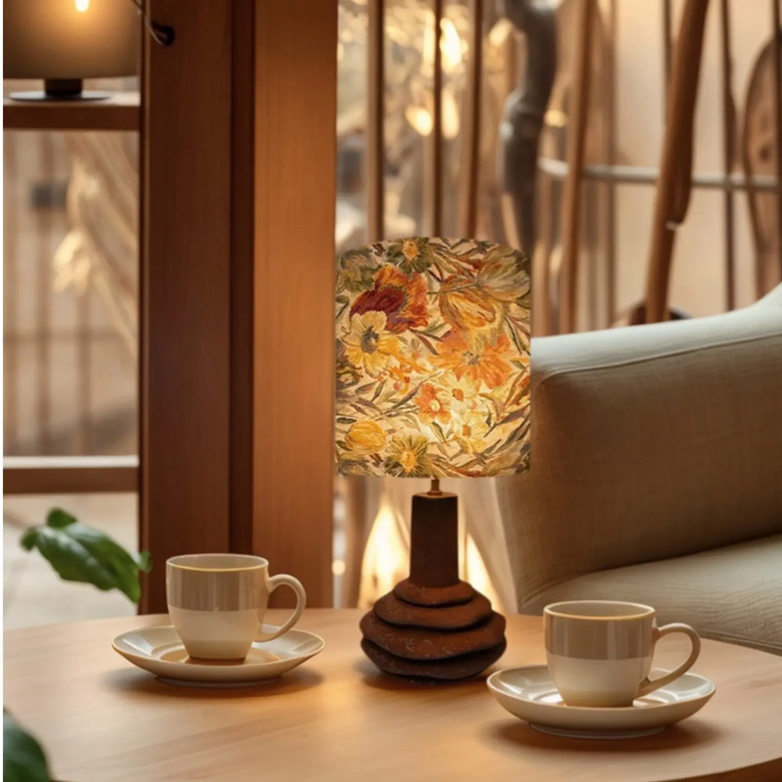 

Vintage Bedside Lamp Shade Handmade Linen Lamp Shade Home Decor Retro Light Cover Easy Install for Bedroom