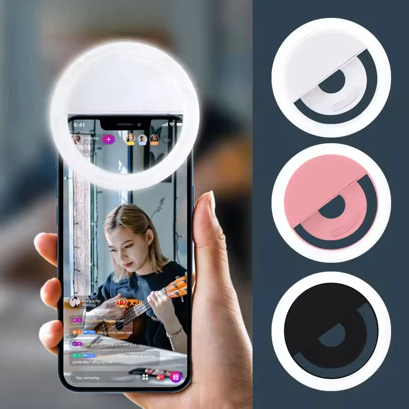 USB Charge Led Selfie Ligh Portable Phone Lens Selfie Light Mini Circular Fill Light Clip for iPhone Samsung Xiaomi Huawei