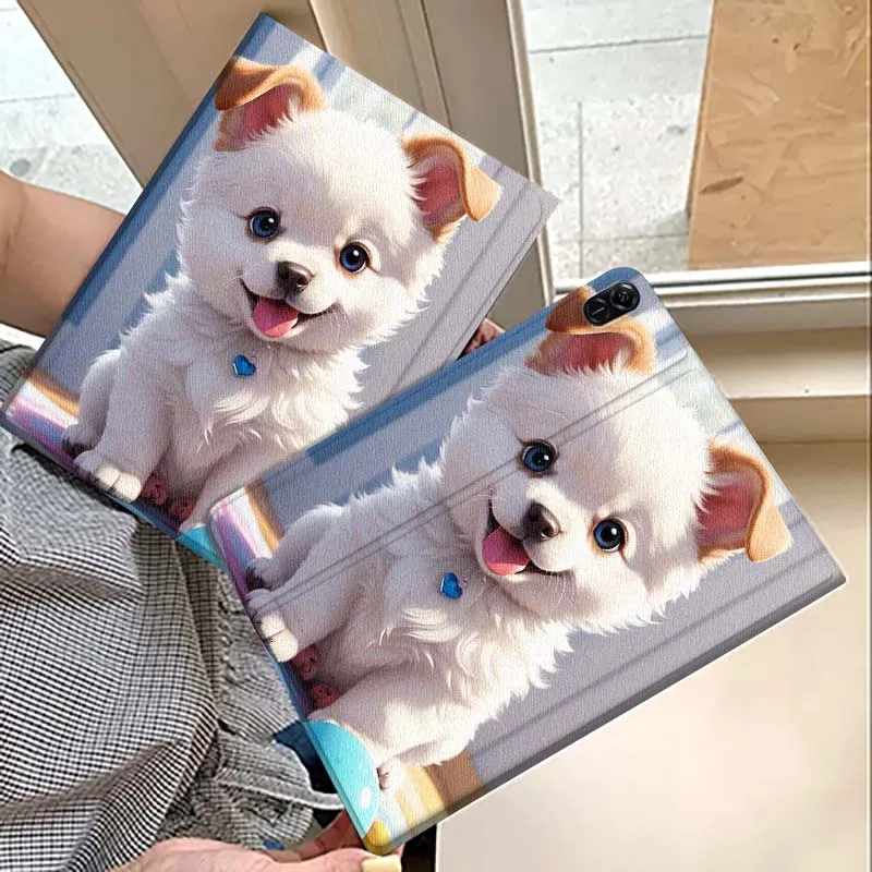 

Cartoon White Puppy For Huawei MatePad M5 T5 SE 11 Pro Honor Tab 5 V7 V8 X9 GT 10.1 10.8 Inch Tablet Case