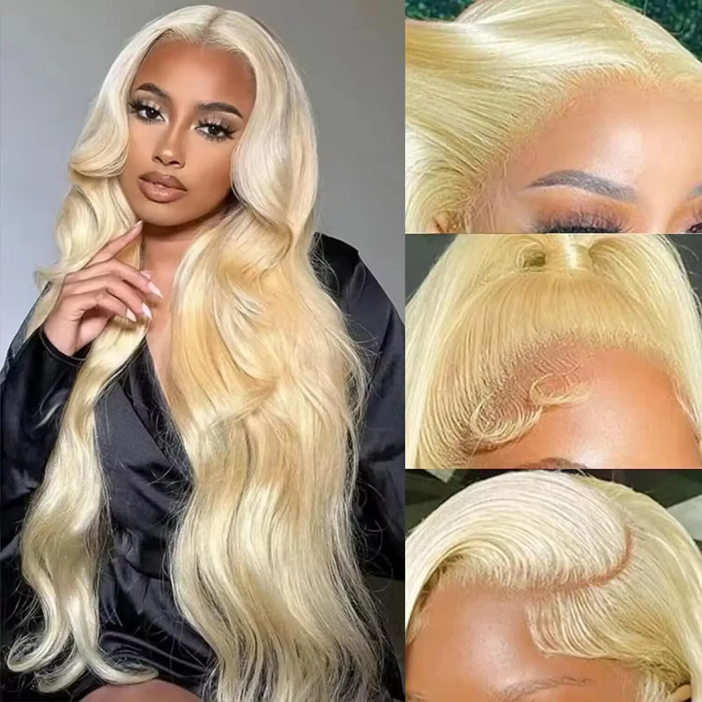 Perruque Lace Front Wig Body Wave Brésilienne Remy Naturelle, Cheveux Humains, Blond Miel 613, 13x4, 13x6, pour Femme