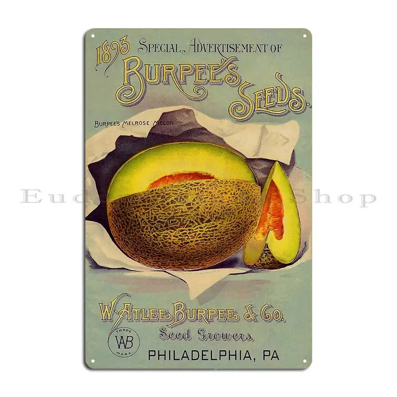 Vintage Seed Advertisement Melrose Melons Kitchen Decor Metal Plaque Poster Garage Wall Decor Design Mural Tin Sign Poster