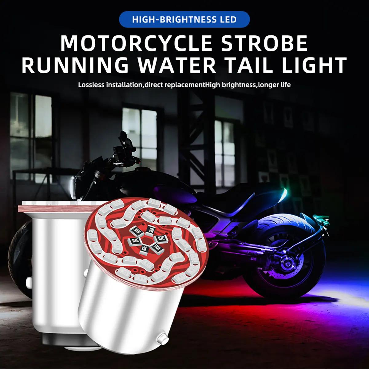 

Motorcycle Led Lights 1157 BAY15D Light Bulb 30smd 1206 Chip RGB Strobe Flashing Taillights Accessory Motorcycle Signal Lamp 12V