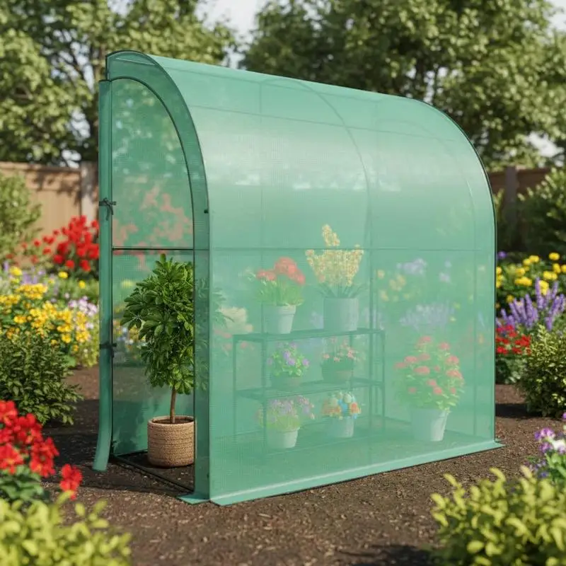 

7 X 3.5 X 7 Feet Lean-to Greenhouse with Flower Rack